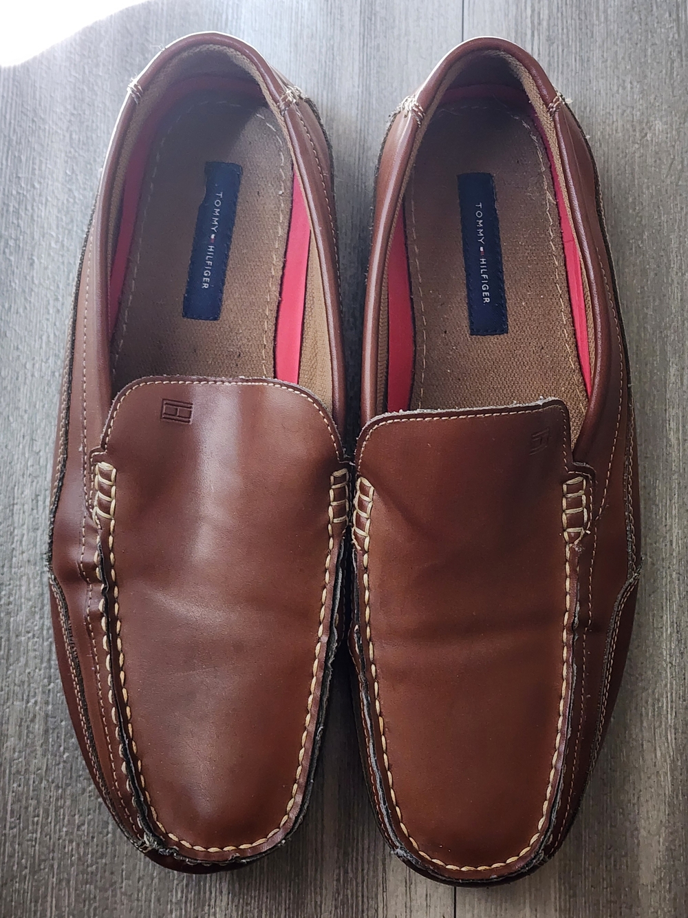 Tommy Hilfiger Men’s Brown Leather Slip-On Loafers